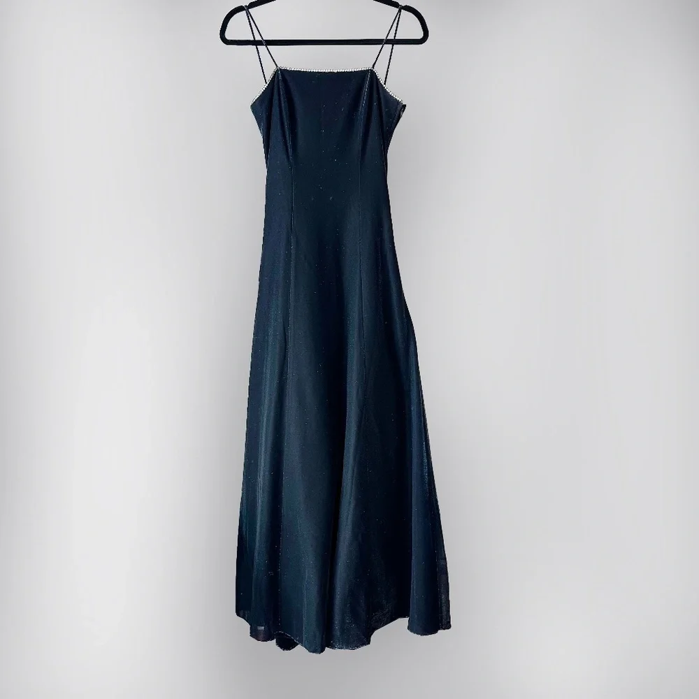 Jump Navy Blue Formal Dress Rhinestones at‎ top Shimmery Starry Night 7/8 Prom